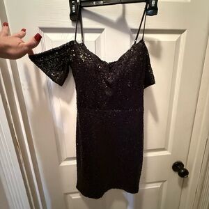 B Darlin Black Sequin Mini Dress